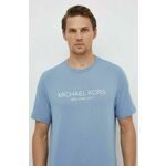 Bombažna kratka majica Michael Kors moški - modra. Kratka majica iz kolekcije Michael Kors, izdelana iz tanke, elastične pletenine. Model iz zračne bombažne tkanine.