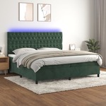 Box spring postelja z vzmetnico LED tem. zelena 200x200cm žamet - vidaXL - Zelena - 94,28 - 200 x 200 cm - vidaXL