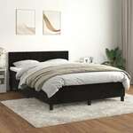 Greatstore Box spring postelja z vzmetnico črna 140x200 cm žamet