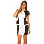 Amiatex Ženska obleka 74221, črno-bela, M