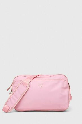 Otroška torbica Guess roza barva - roza. Otroški Velika torbica iz kolekcije Guess. Model na zapenjanje