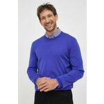 Volnen pulover BOSS moški, vijolična barva - vijolična. Pulover iz kolekcije BOSS. Model z okroglim izrezom, izdelan iz melange materiala. Izjemno udoben material, izdelan iz naravnih vlaken.