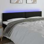 Greatstore LED posteljno vzglavje črno 160x5x78/88 cm umetno usnje