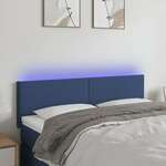 Greatstore LED posteljno vzglavje modro 144x5x78/88 cm blago
