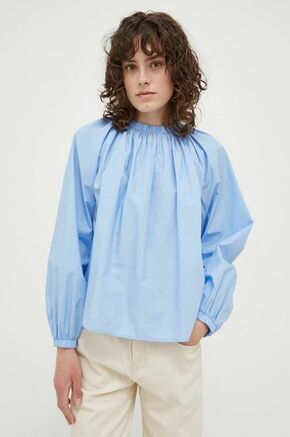 Bombažna majica Drykorn ženska - modra. Bluza iz kolekcije Drykorn