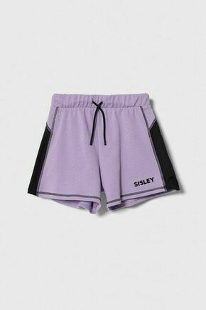 Otroške bombažne kratke hlače Sisley vijolična barva - vijolična. Otroški kratke hlače iz kolekcije Sisley. Model izdelan iz prožnega materiala