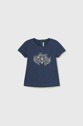 Kratka majica za dojenčka Mayoral mornarsko modra barva - mornarsko modra. Kratka majica za dojenčka iz kolekcije Mayoral. Model izdelan iz pletenine s potiskom.