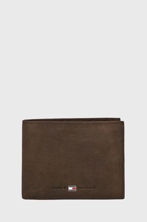Tommy Hilfiger usnjena denarnica Johnson - rjava. Srednje velika denarnica iz kolekcije Tommy Hilfiger. Model izdelan iz naravnega usnja.
