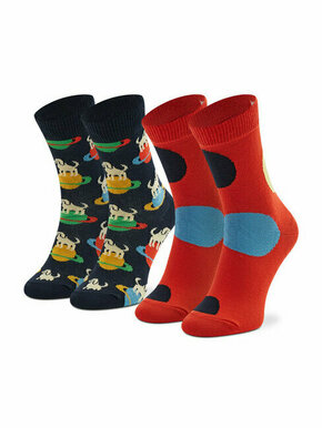 Happy Socks Set 2 parov otroških visokih nogavic KLAI02-6500 Rdeča