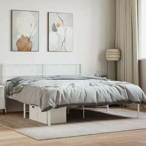 Greatstore Kovinski posteljni okvir z vzglavjem bel 120x200 cm