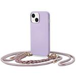 Onasi Liquid silikonski ovitek za iphone 14 6.1 - vijola z vrvico in zapestnico