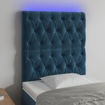 Greatstore LED posteljno vzglavje temno modro 80x7x118/128 cm žamet