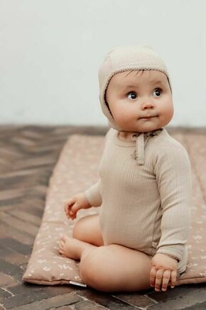 Body za dojenčka That's mine - bež. Body za dojenčka iz kolekcije That's mine. Model izdelan iz enobarvne pletenine.