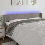 Vidaxl LED posteljno vzglavje svetlo sivo 163x16x78/88 cm žamet