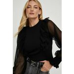 Majica Answear Lab ženska, črna barva - črna. Bluza iz kolekcije Answear Lab, izdelana iz elastične pletenine. Model iz izjemno udobne tkanine z visoko vsebnostjo viskoze.