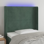 Vidaxl LED posteljno vzglavje temno zeleno 93x16x118/128 cm žamet