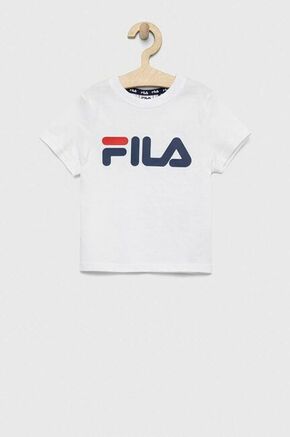 Otroška bombažna kratka majica Fila bela barva - bela. Lahkotna kratka majica iz kolekcije Fila. Model izdelan iz tanke