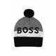 Otroška kapa BOSS črna barva - črna. Otroški kapa iz kolekcije BOSS. Model izdelan iz vzorčaste pletenine.