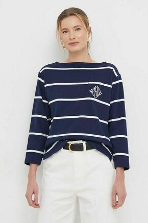 Bombažna majica z dolgimi rokavi Polo Ralph Lauren mornarsko modra barva - mornarsko modra. Majica z dolgimi rokavi iz kolekcije Polo Ralph Lauren. Model izdelan iz tanke