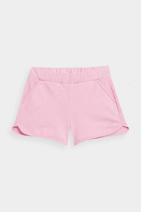 Otroške bombažne kratke hlače 4F roza barva - roza. Otroški kratke hlače iz kolekcije 4F. Model izdelan iz enobarvnega materiala.