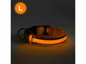 YUMMIE ovratnica z LED osvetlitvijo - USB z baterijo - velikost L (52cm) - oranžna