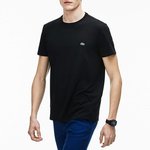Bombažen t-shirt Lacoste črna barva - črna. T-shirt iz kolekcije Lacoste. Model izdelan iz enobarvne pletenine.