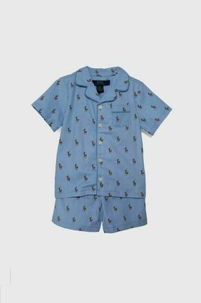 Otroška bombažna pižama Polo Ralph Lauren - modra. Otroški pižama iz kolekcije Polo Ralph Lauren. Model izdelan iz vzorčaste tkanine.