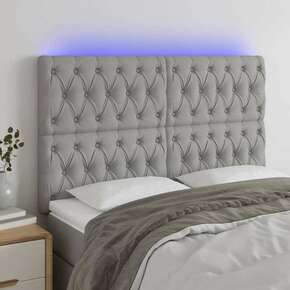 VidaXL LED posteljno vzglavje svetlo sivo 160x7x118/128 cm blago