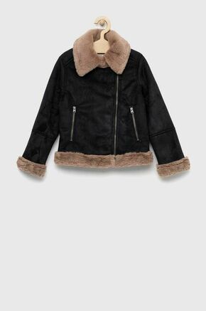 Otroška jakna Abercrombie &amp; Fitch črna barva - črna. Otroška Jakna iz kolekcije Abercrombie &amp; Fitch. Delno podloženi model izdelan iz imitacije semiša.