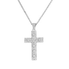 Amen Srebrna ogrlica s cirkoni Cross CCZBB (veriga