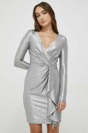 Obleka Lauren Ralph Lauren srebrna barva - srebrna. Obleka iz kolekcije Lauren Ralph Lauren. Model izdelan iz elastične pletenine. Izrazit model za posebne priložnosti.