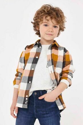 Otroška bombažna srajca Mayoral bež barva - bež. Otroški srajca iz kolekcije Mayoral. Model izdelan iz vzorčaste tkanine.