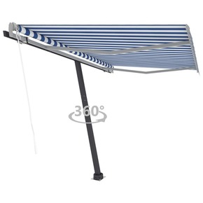 VidaXL Prostostoječa avtomatska tenda 350x250 cm modra/bela