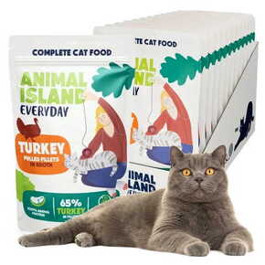 ANIMAL ISLAND vsakodnevni puranjih filetov v juhi - mokra hrana za mačke - 12 x 85g