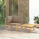 Greatstore Vrtna sedežna garnitura 2-delna s taupe blazinami bambus