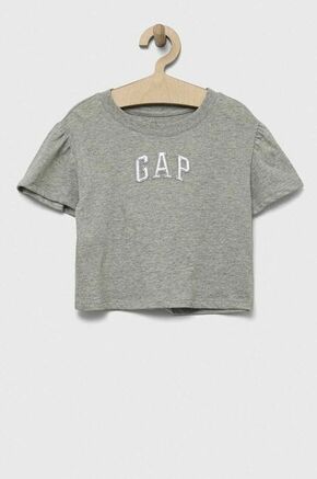 Otroška bombažna kratka majica GAP siva barva - siva. Otroške lahkotna kratka majica iz kolekcije GAP. Model izdelan iz pletenine
