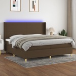 Box spring postelja z vzmetnico LED temno rjava 200x200cm blago - vidaXL - Rjava - 93,83 - 200 x 200 cm - vidaXL