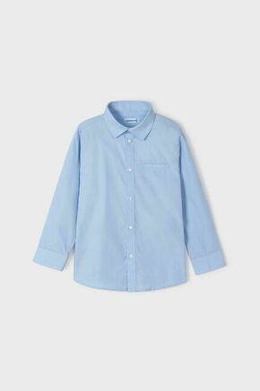 Otroška bombažna srajca Mayoral - modra. Otroška srajca iz kolekcije Mayoral. Model izdelan iz enobarvne tkanine.