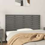 vidaXL Stensko posteljno vzglavje sivo 126x3x63 cm trdna borovina