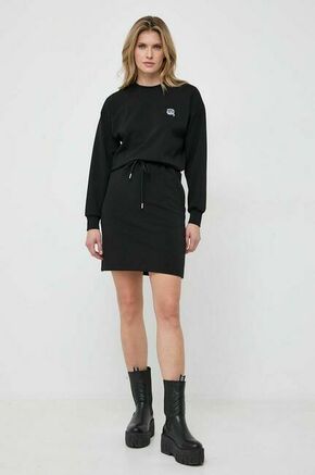Obleka Karl Lagerfeld črna barva - črna. Obleka iz kolekcije Karl Lagerfeld. Model izdelan iz enobarvne pletenine. Model iz mehke in na otip prijetne tkanine.