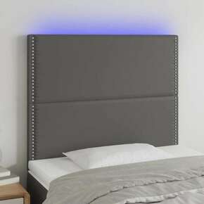 Greatstore LED posteljno vzglavje sivo 80x5x118/128 cm umetno usnje
