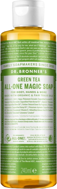 "Dr. Bronner's 18in1 naravno milo z zelenim čajem - 240 ml"