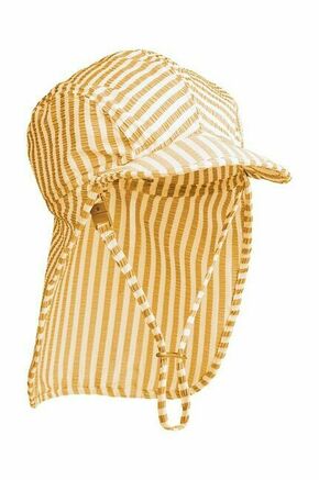 Otroška kapa Liewood Lusio Seersucker Sun Hat rumena barva - rumena. Otroška kapa iz kolekcije Liewood. Model izdelan iz vzorčaste tkanine. Material ščiti pred škodljivimi žarki UVA in UVB.