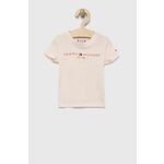 Otroška bombažna kratka majica Tommy Hilfiger roza barva - roza. Otroški Lahkotna kratka majica iz kolekcije Tommy Hilfiger. Model izdelan iz tanke, elastične pletenine. Nežen material, prijeten na dotik.
