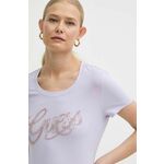 Kratka majica Guess ženska, roza barva, W4GI30 J1314 - vijolična. Kratka majica iz kolekcije Guess, izdelana iz tanke, elastične pletenine. Model iz izjemno udobne tkanine z visoko vsebnostjo bombaža.