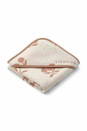 Otroška bombažna brisača Liewood Alba Yarn Dyed Hooded Baby Towel - bež. Brisača za dojenčka iz kolekcije Liewood. Izdelek je izdelan iz organskega bombaža.