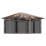 vidaXL Paviljon s komarnikom in lučkami 4x3x2,73 m taupe 180 g/m²