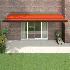 Zložljiva tenda oranžna in rjava 5x3 m blago in aluminij - vidaXL - večbarvno - 100