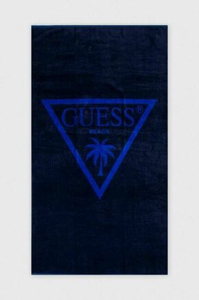 Bombažna brisača Guess mornarsko modra barva - mornarsko modra. Velika brisača iz kolekcije Guess. Model izdelan iz vzorčastega materiala.