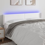 Greatstore LED posteljno vzglavje belo 203x16x78/88 cm umetno usnje